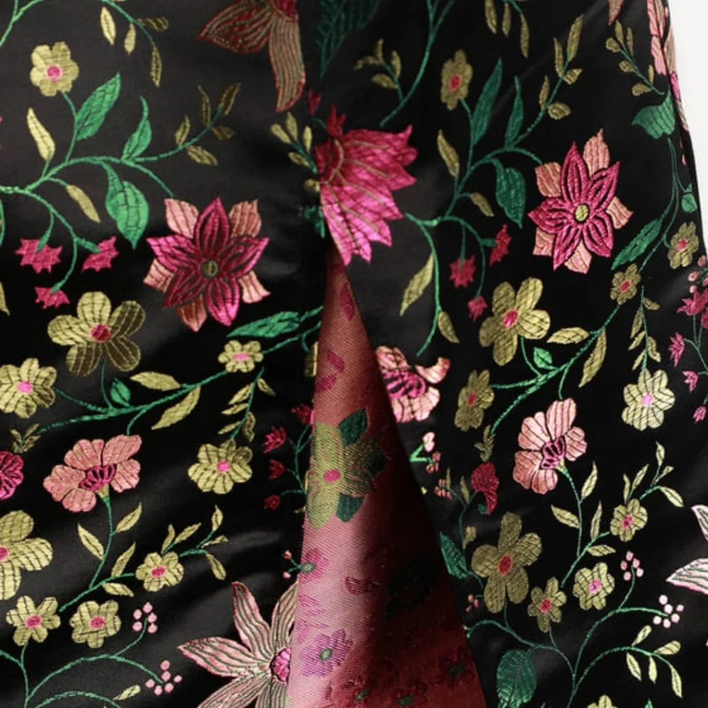 Lulus Make a Move Black Satin Floral Jacquard Strapless Midi Dress NWT Medium - Picture 5 of 8